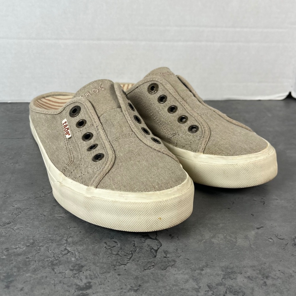 Taos EZ Soul Canvas Mule Sneakers Khaki Tan Slip On Shoes ESL-138 US 7.5